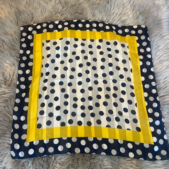La Trend Polka Dot Scarf with Yellow Border 30x30 - Picture 3 of 6